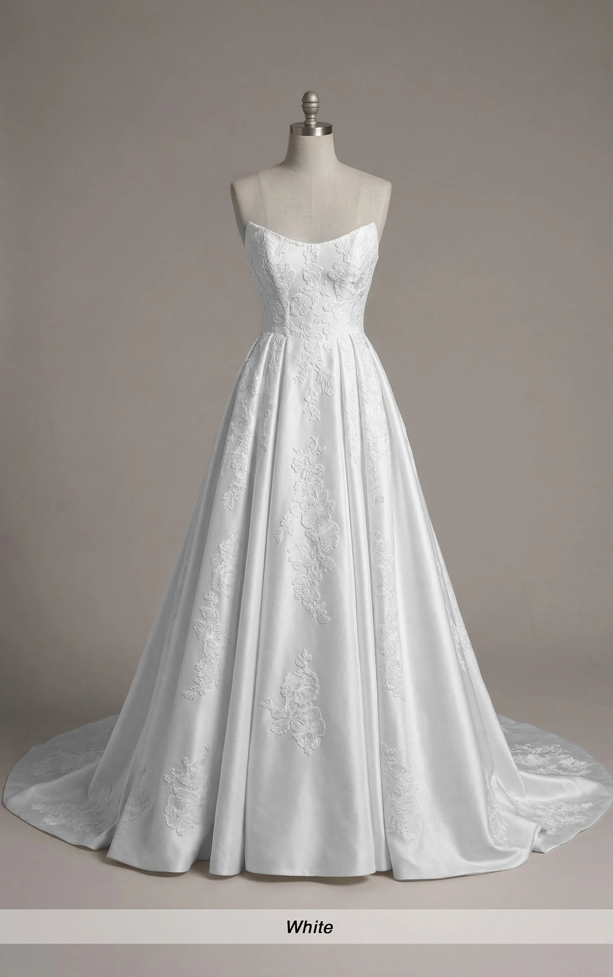 d4265 Strapless Mikado Ballgown Wedding Dress with Cat-Eye Neckline and Pleated Skirt by Essense of Australia