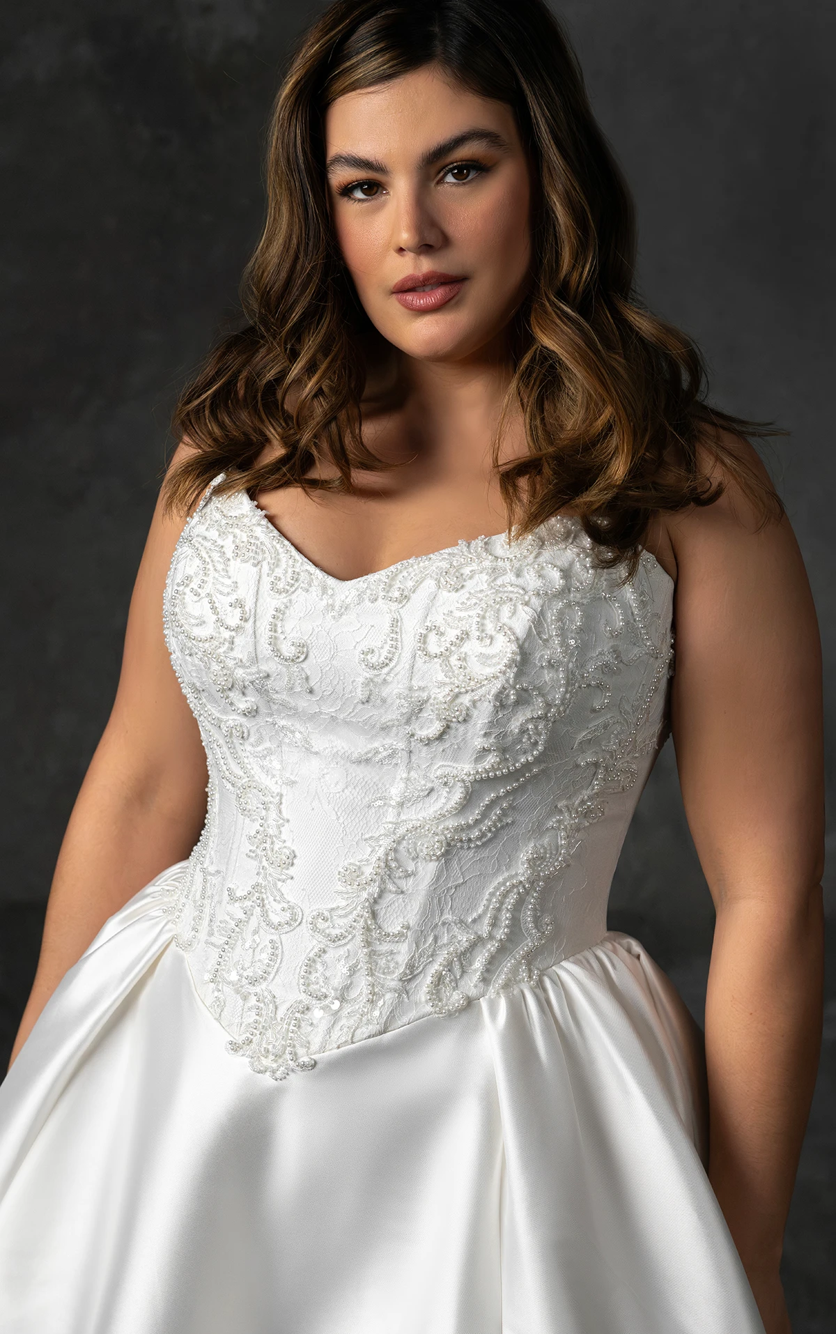 d4332 Strapless Mikado Ballgown with Corset-Style Bodice  by Essense of Australia