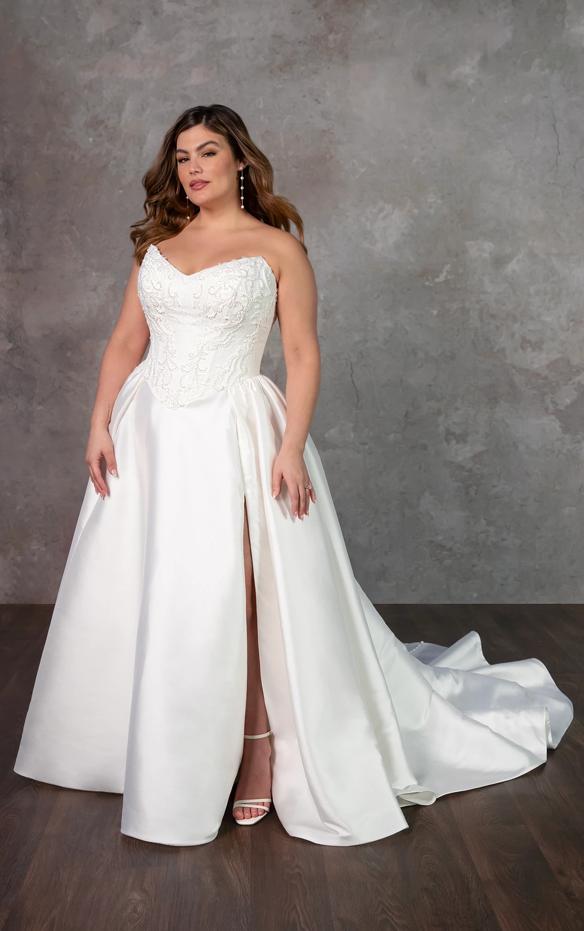 d4332 Strapless Mikado Ballgown with Corset-Style Bodice  by Essense of Australia