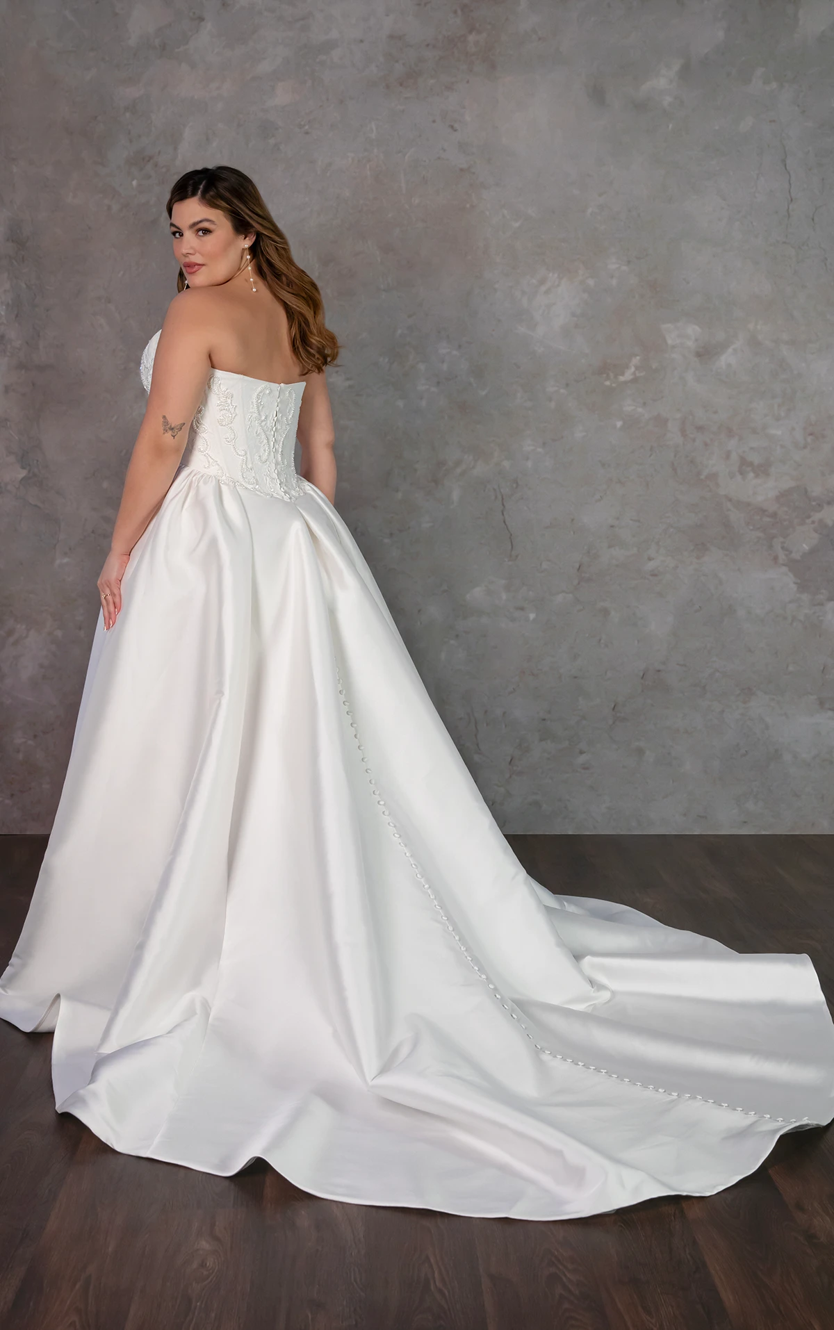 d4332 Strapless Mikado Ballgown with Corset-Style Bodice  by Essense of Australia