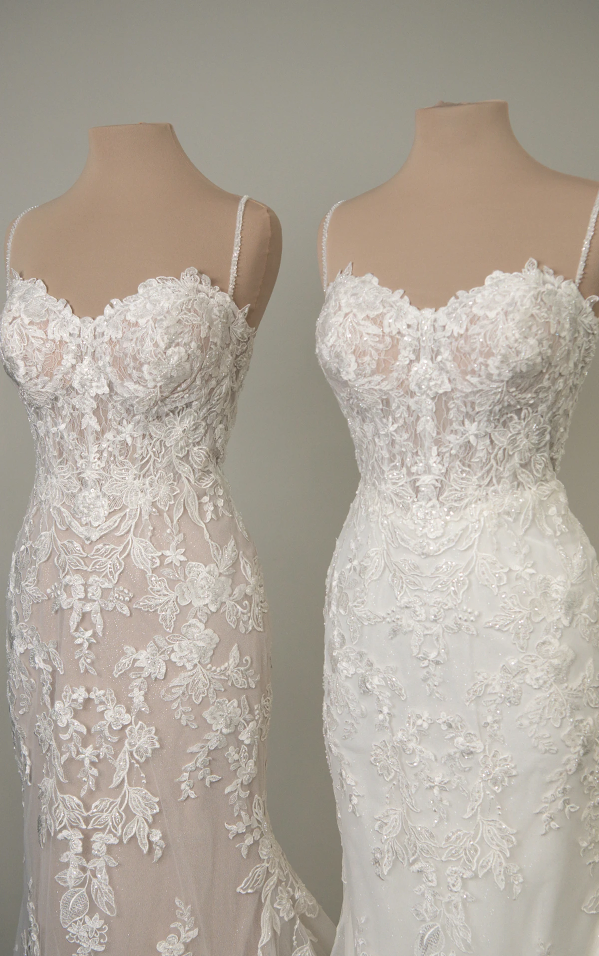 d4344 Fit-and-Flare-Brautkleid aus Spitze mit Spaghettiträgern  by Essense of Australia