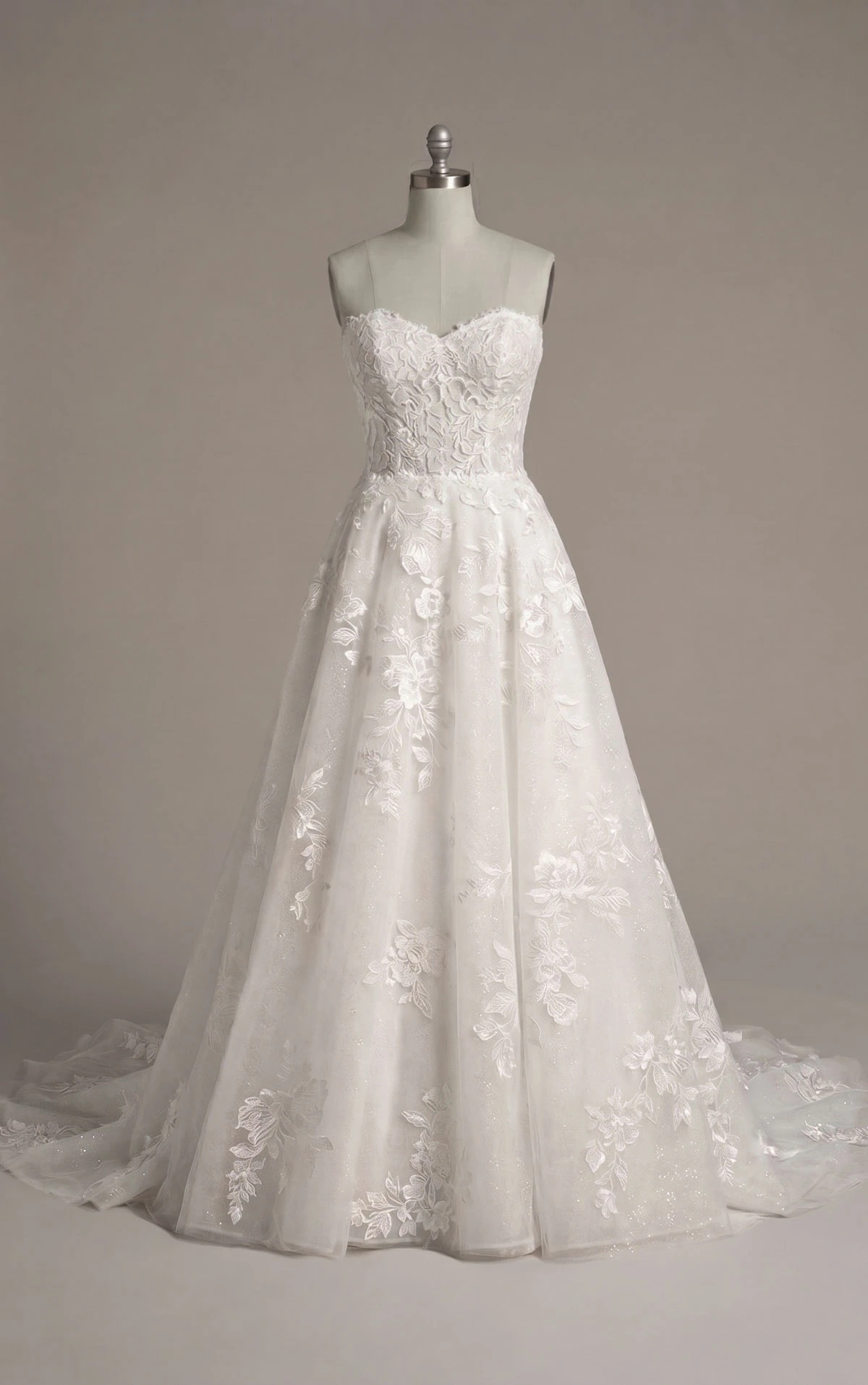 d4403 Strapless Leafy Lace Ballgown with Sweetheart Neckline by Essense of Australia