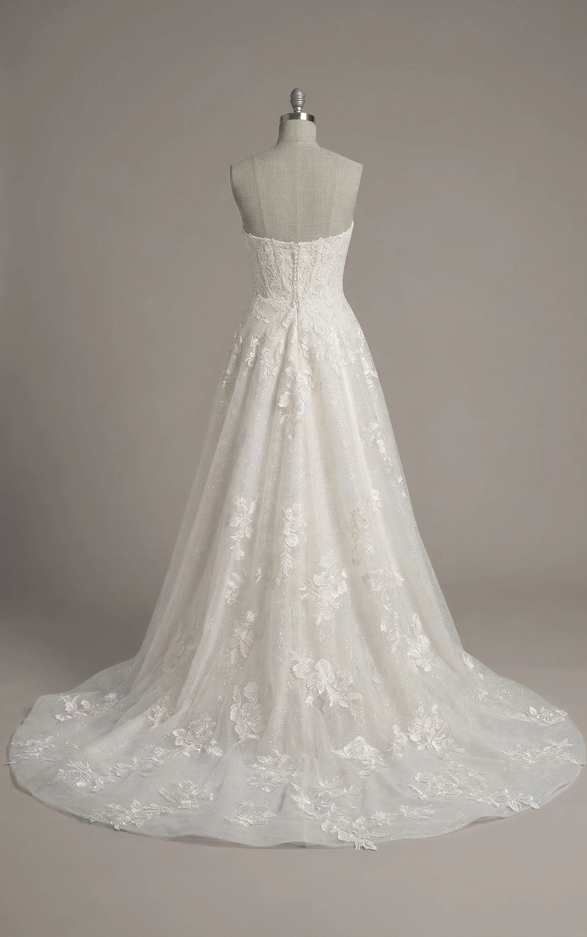 d4403 Strapless Leafy Lace Ballgown with Sweetheart Neckline by Essense of Australia