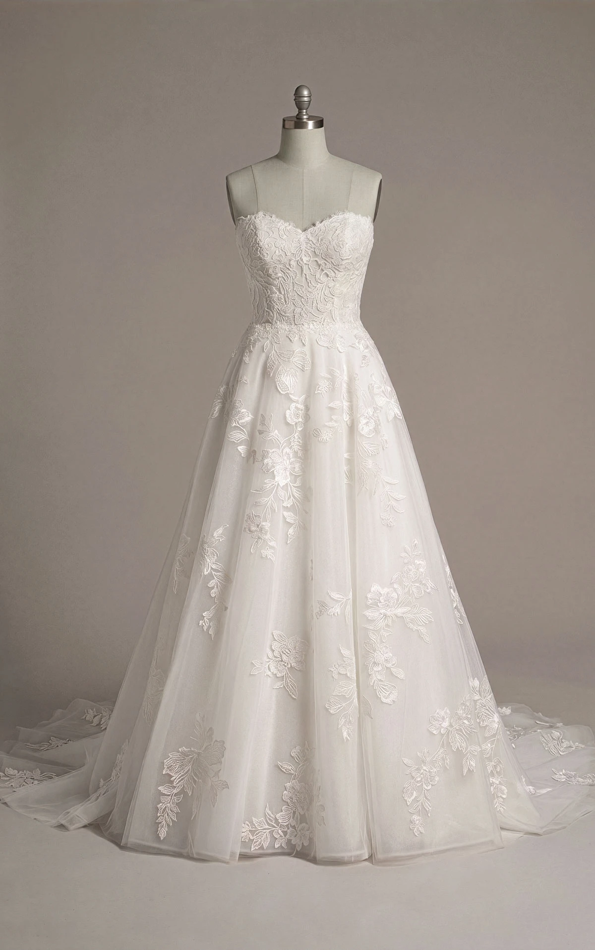 d4403 Strapless Leafy Lace Ballgown with Sweetheart Neckline by Essense of Australia
