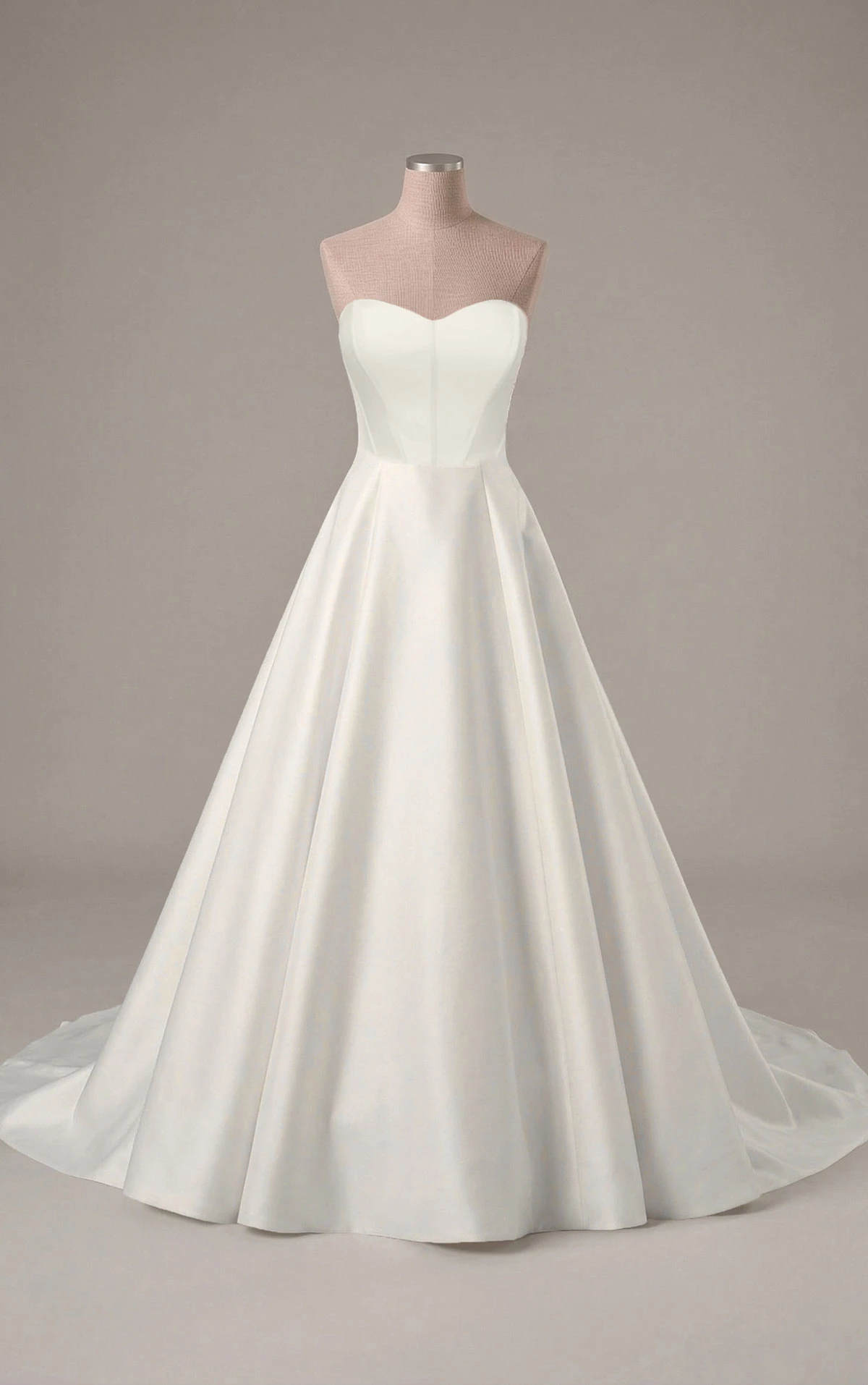 d4407 Strapless Mikado A-Line Wedding Dress with Floral Lace Appliqués by Essense of Australia