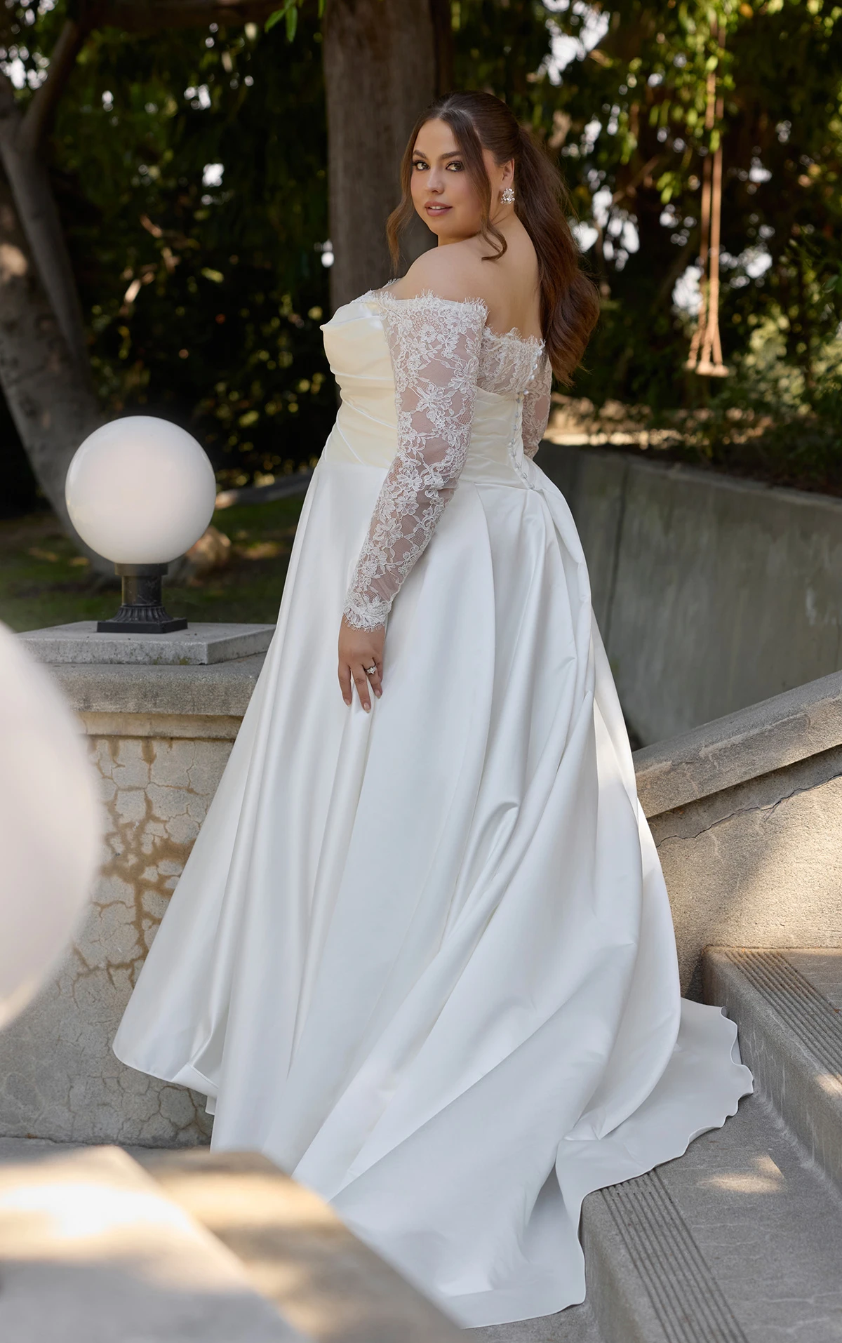 d4457 Lace and Satin A-Line Wedding Dress with Wrapped Bodice  by Essense of Australia