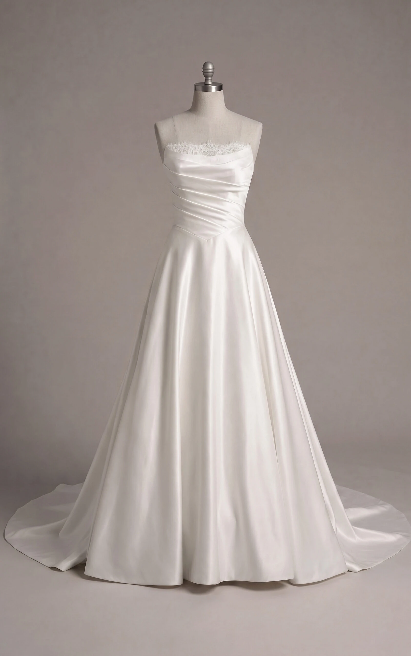 d4457 Lace and Satin A-Line Wedding Dress with Wrapped Bodice  by Essense of Australia