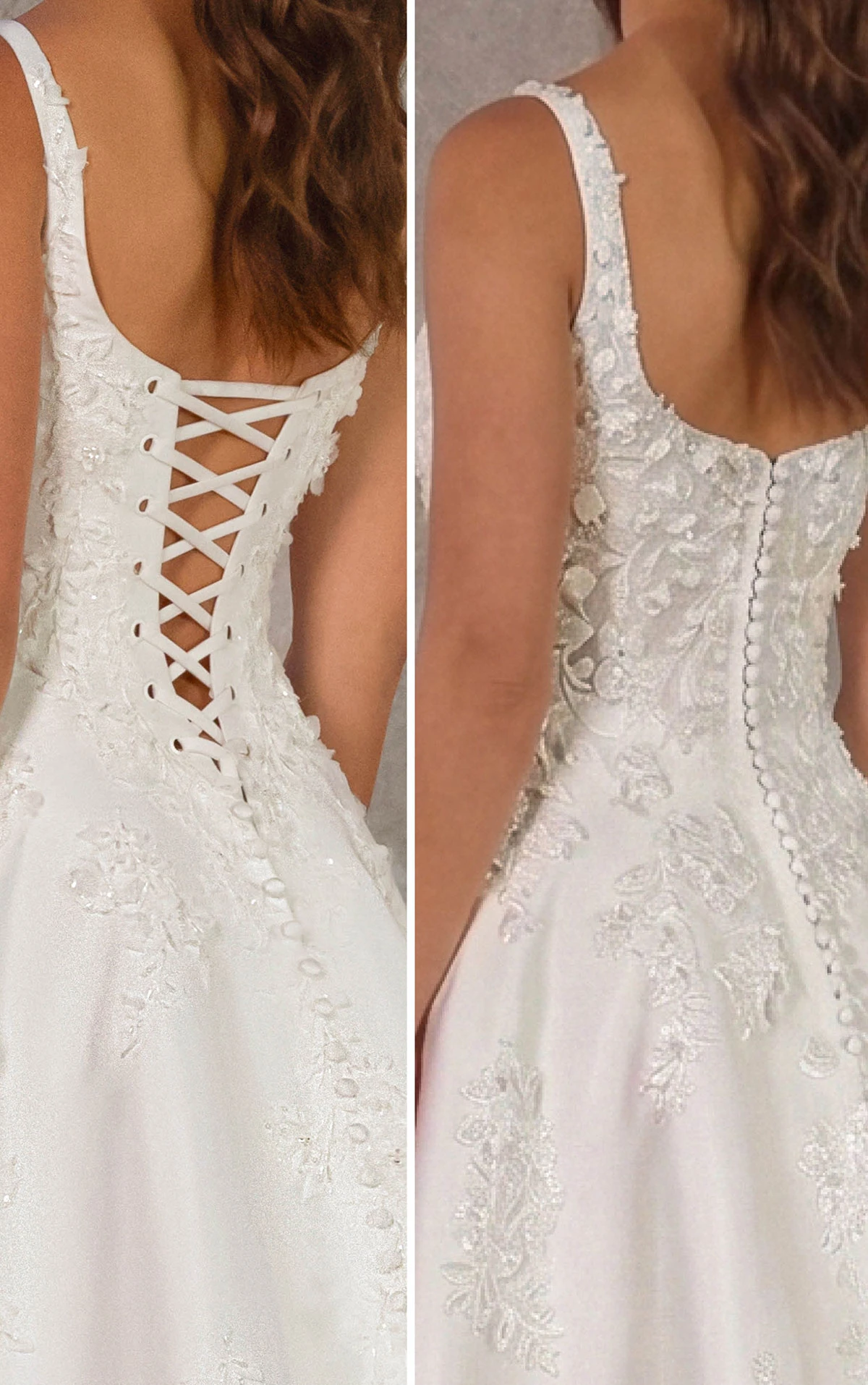 d4471 A-Linien-Brautkleid aus Satin mit 3D-Blumenapplikationen und Rundhalsausschnitt  by Essense of Australia