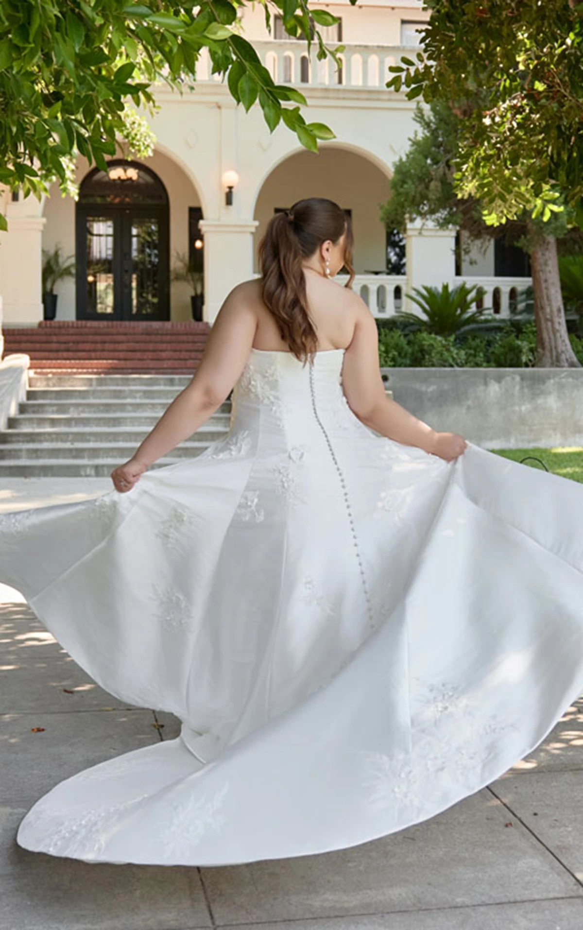 d4479 Strapless Lace A-Line Wedding Dress with 3D Appliqués  by Essense of Australia
