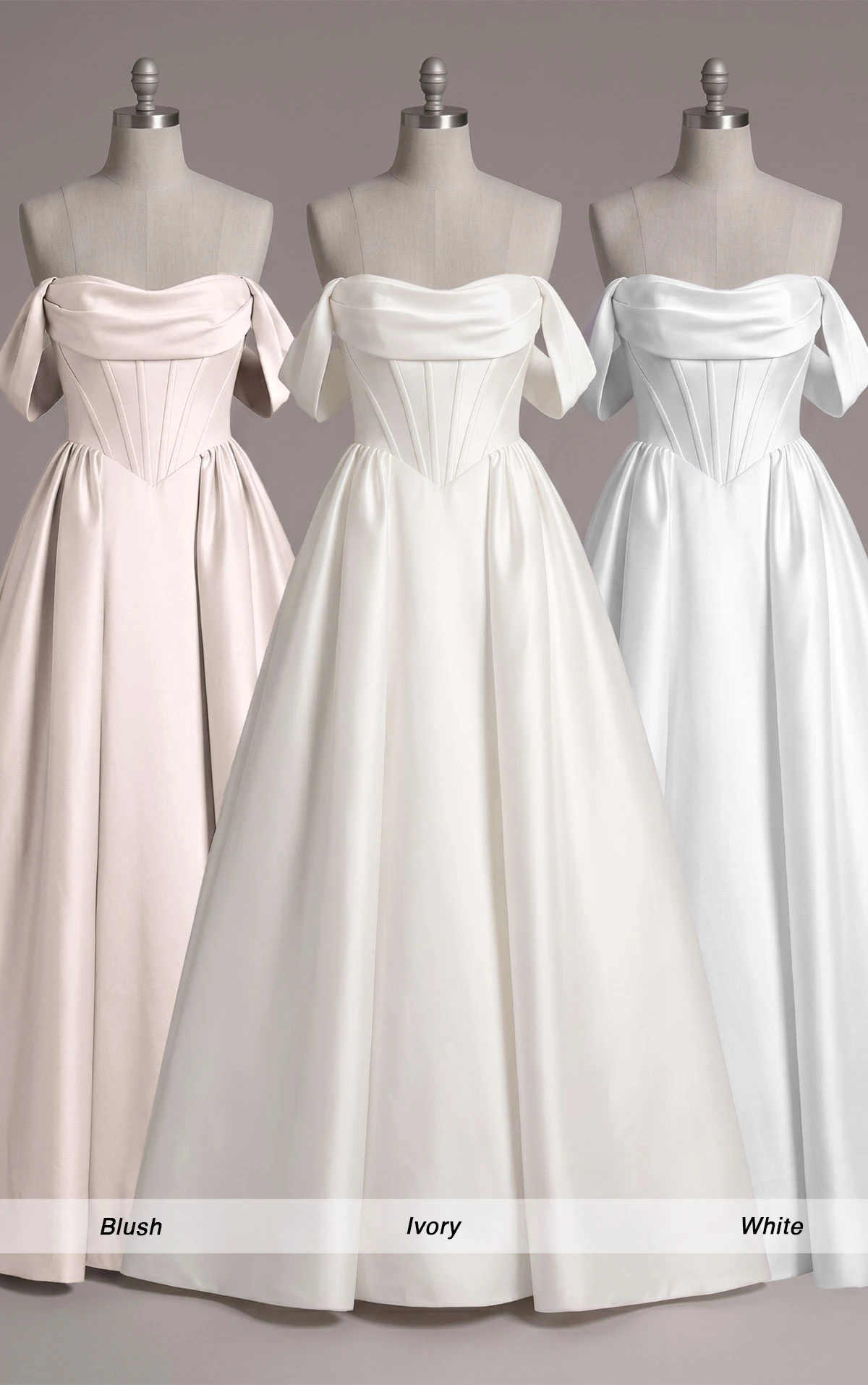 1823 Modernes schulterfreies Ball-Brautkleid in Blush mit Rundhalsausschnitt  by Martina Liana