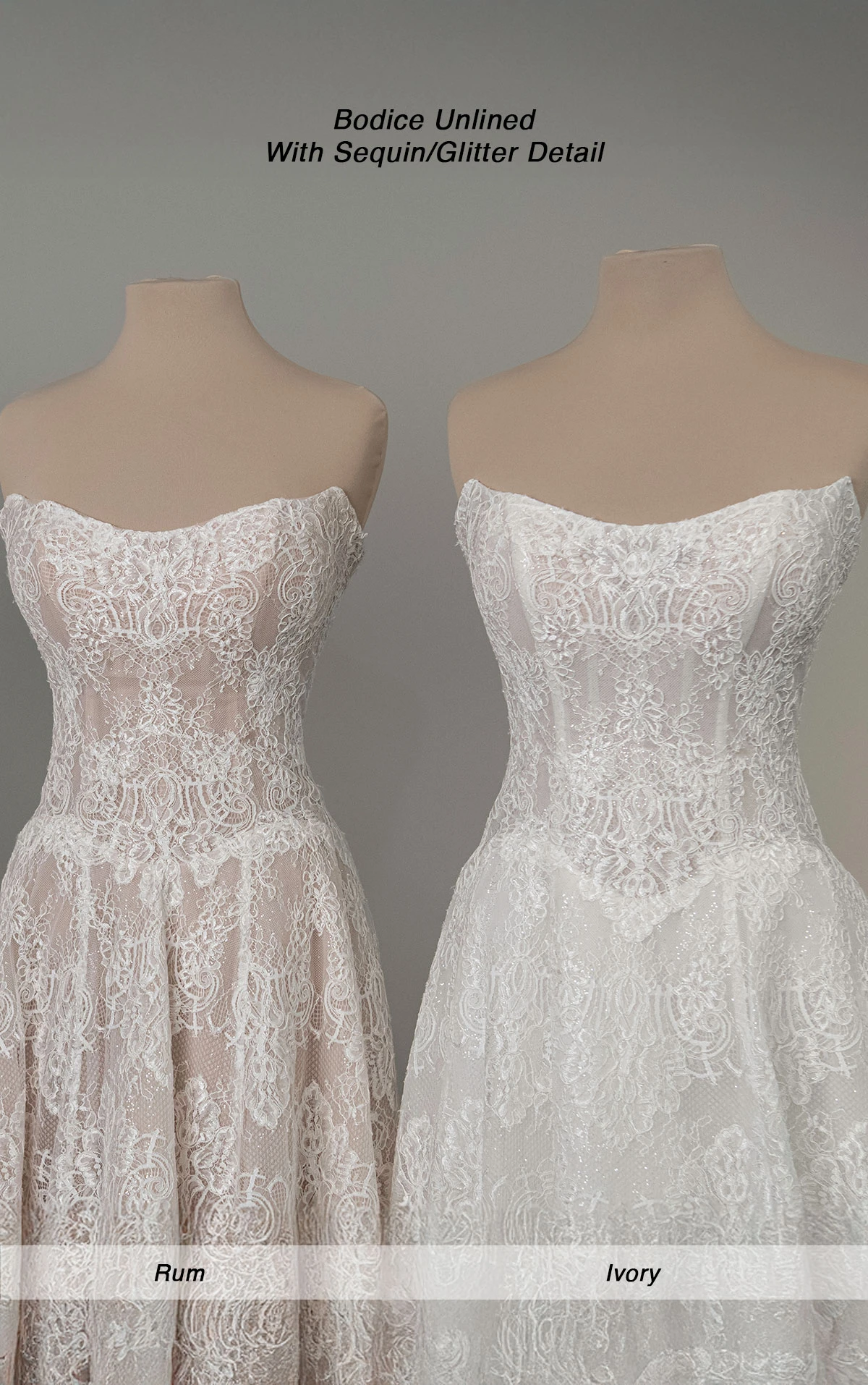 ml1963 Strapless Chantilly Lace A-Line Wedding Dress with Drop Waist by Martina Liana