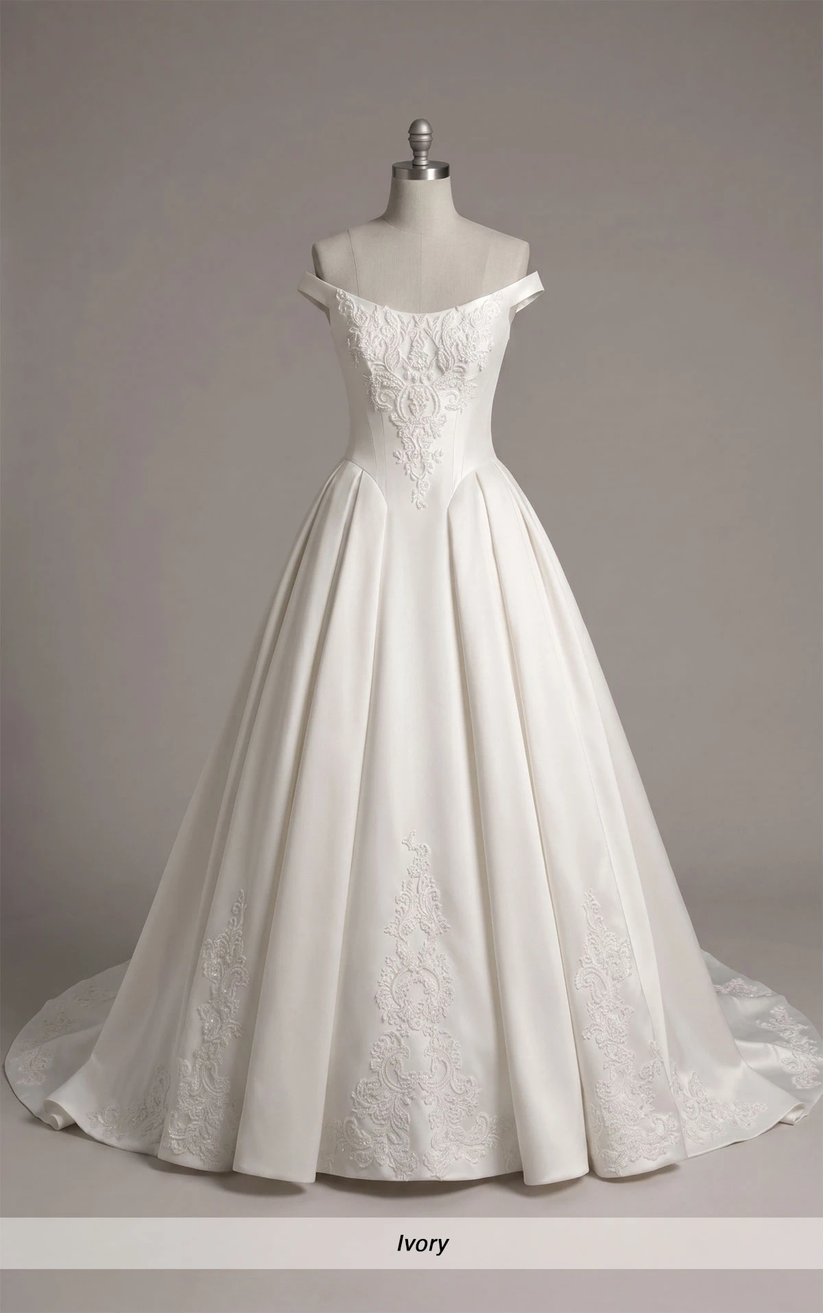 ml1989 Schulterfreies Ball-Brautkleid aus Spitze mit Trägern und Schnürung am Rücken  by Martina Liana