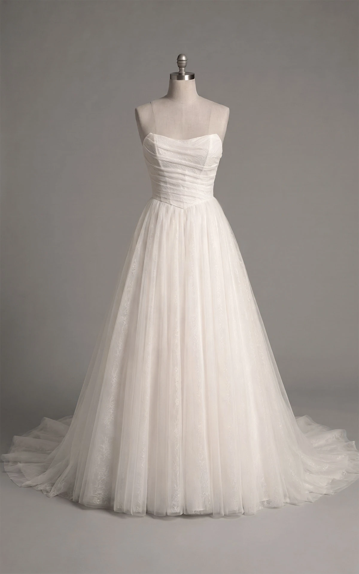 sy8087 Chic Strapless Tulle Bridal Gown with Delicate Ruching  by Stella York