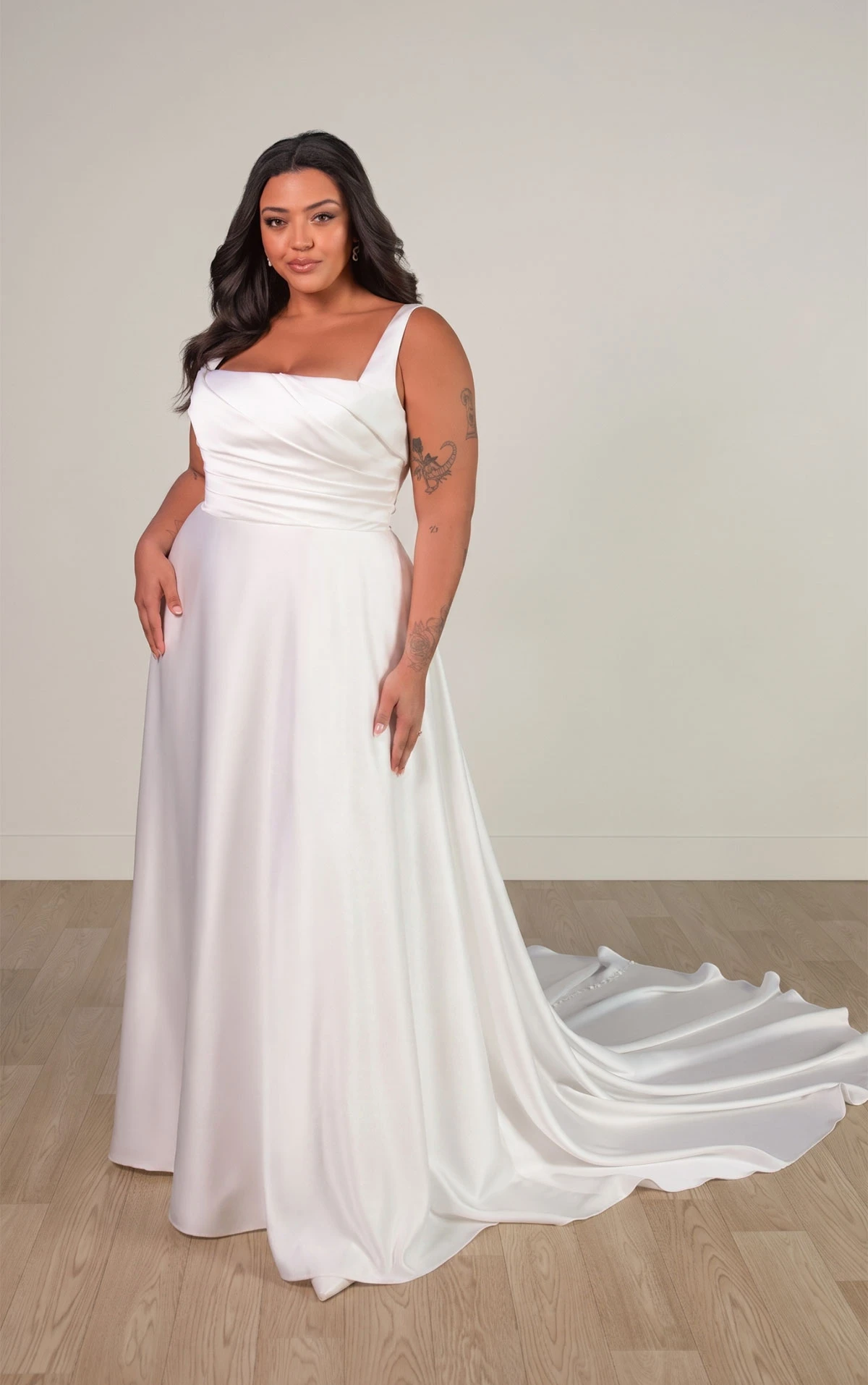 sy8110 Refined Modern Bridal Look with a Fitted Ruched Bodice  by Stella York