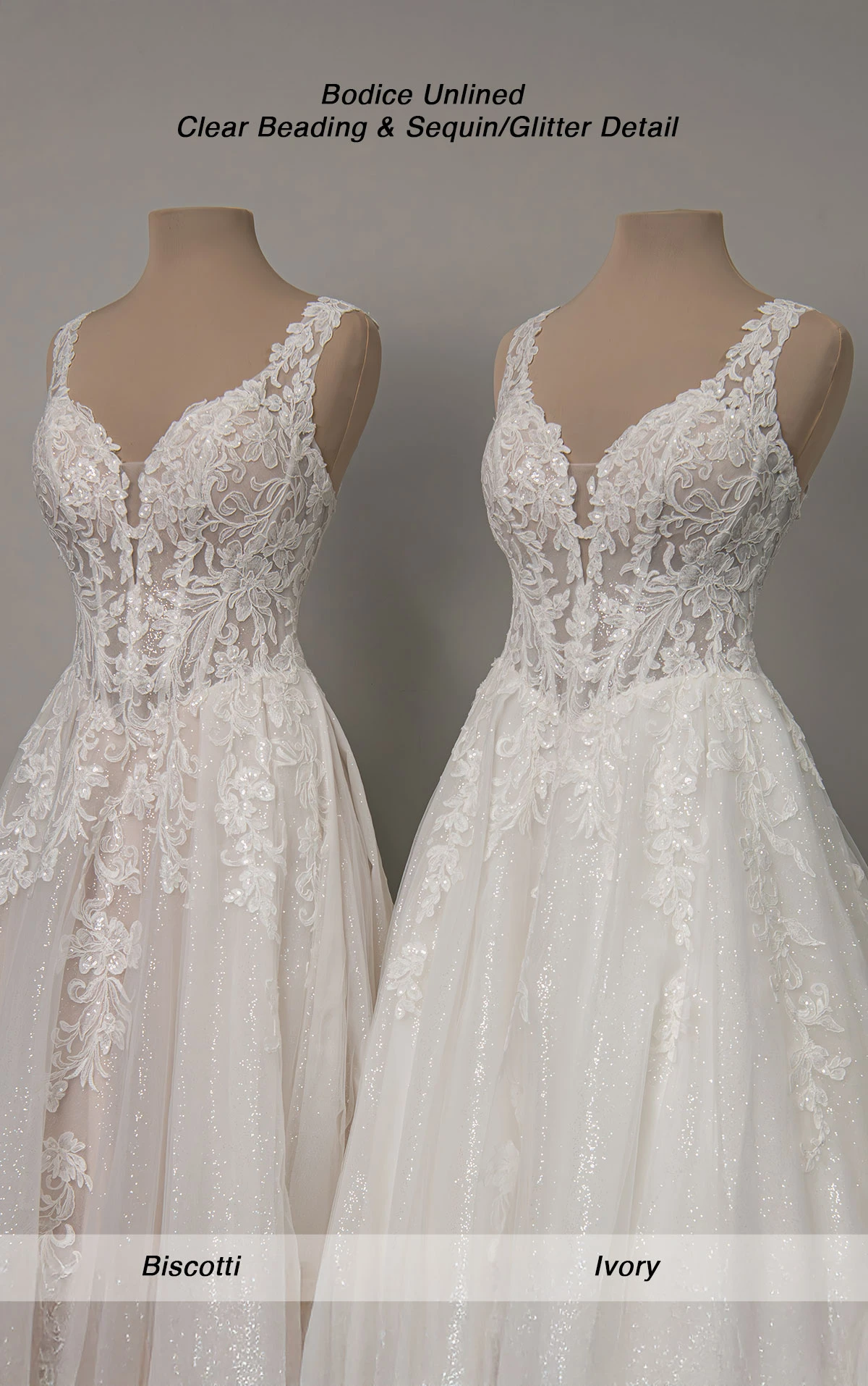 sy8314 Sparkle Tulle and Lace A-Line Wedding Gown with Corset Bodice and Plunge V-Neckline by Stella York