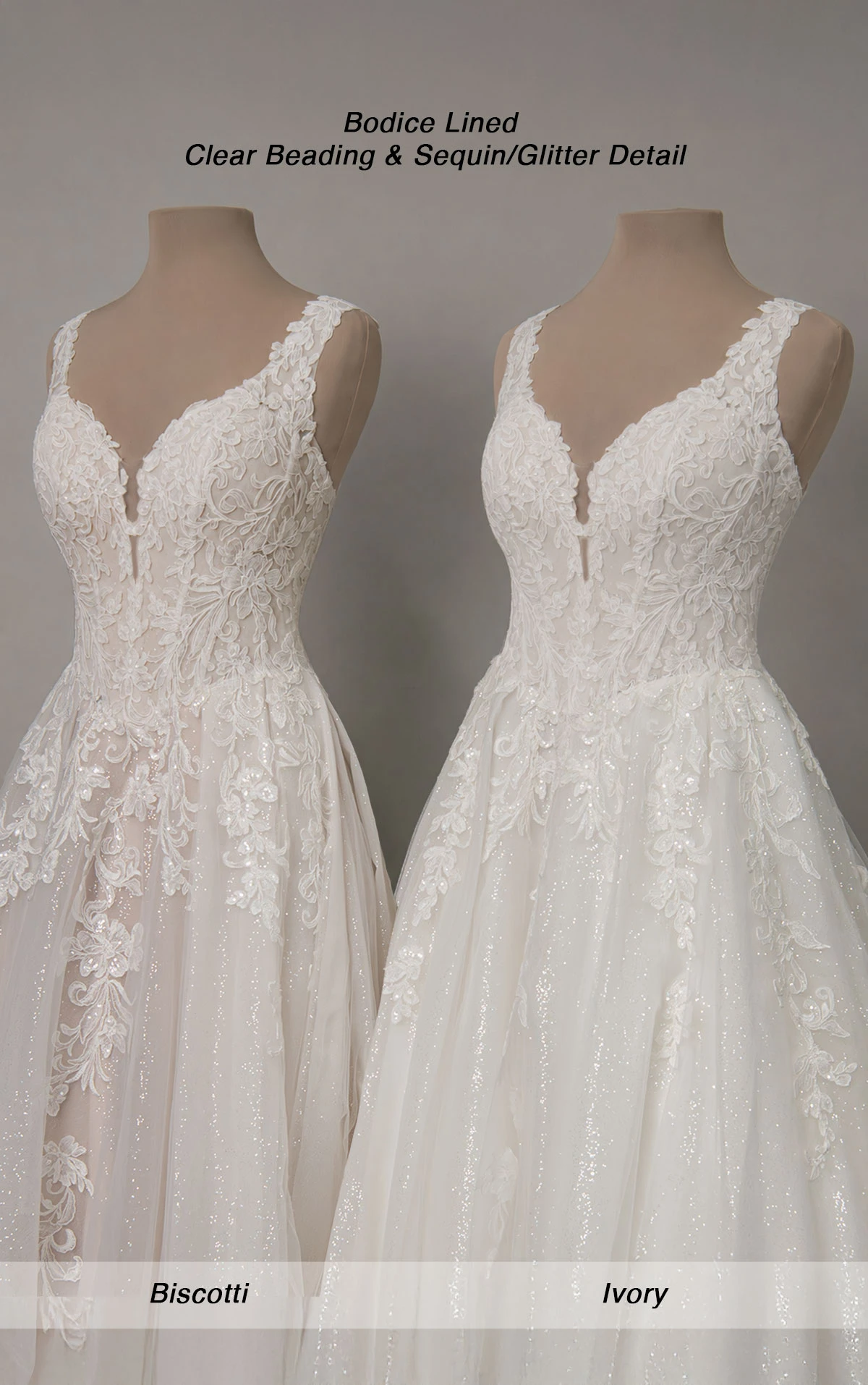 sy8314 Sparkle Tulle and Lace A-Line Wedding Gown with Corset Bodice and Plunge V-Neckline by Stella York