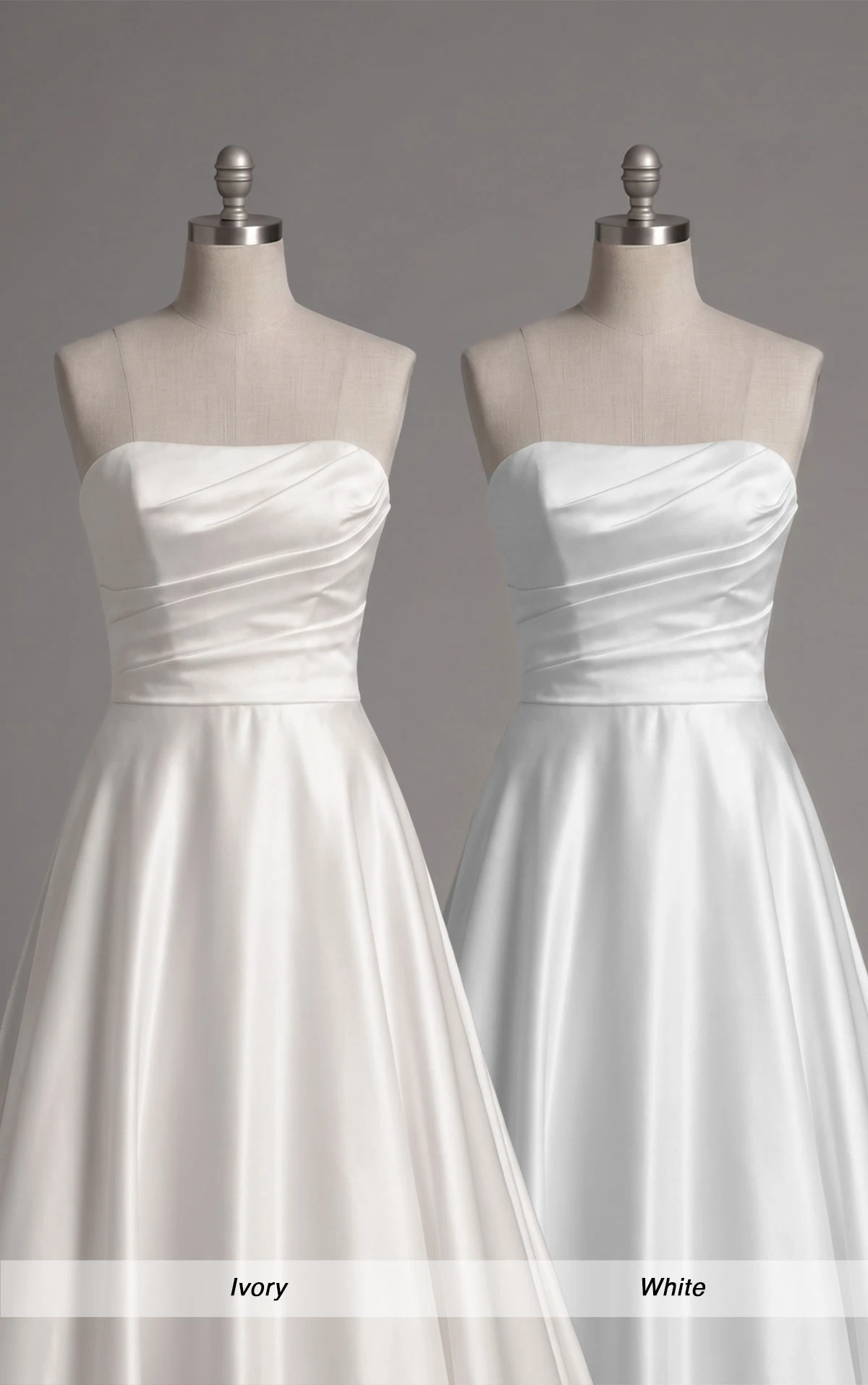 sy8318 Trägerloses A-Linien-Brautkleid aus Satin mit perlmuttfarbener Perlenstickerei und Taschen by Stella York