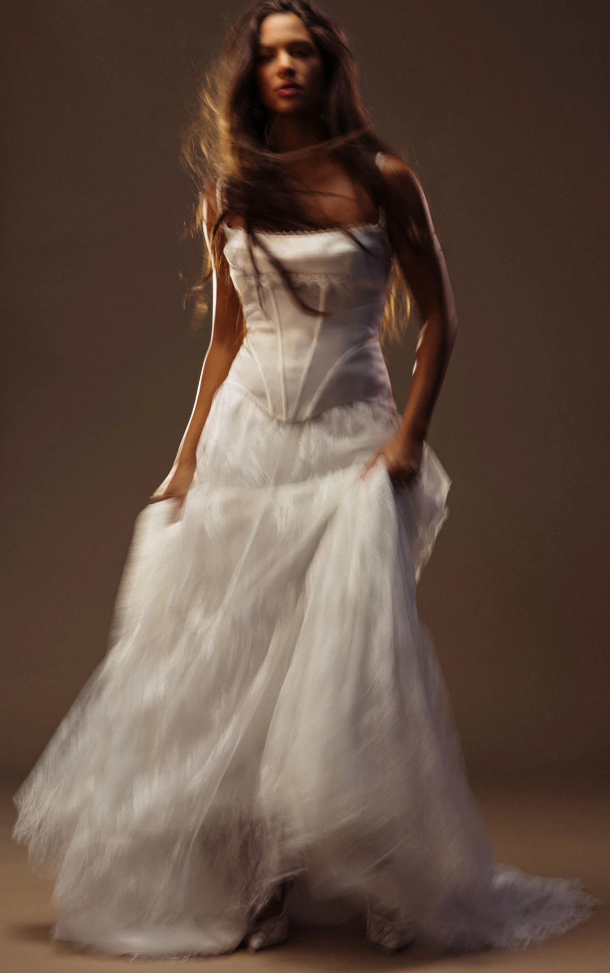 lilith A-Line Wedding Dress in Lace and Charmeuse with a Corset-Inspired Bodice  by All Who Wander