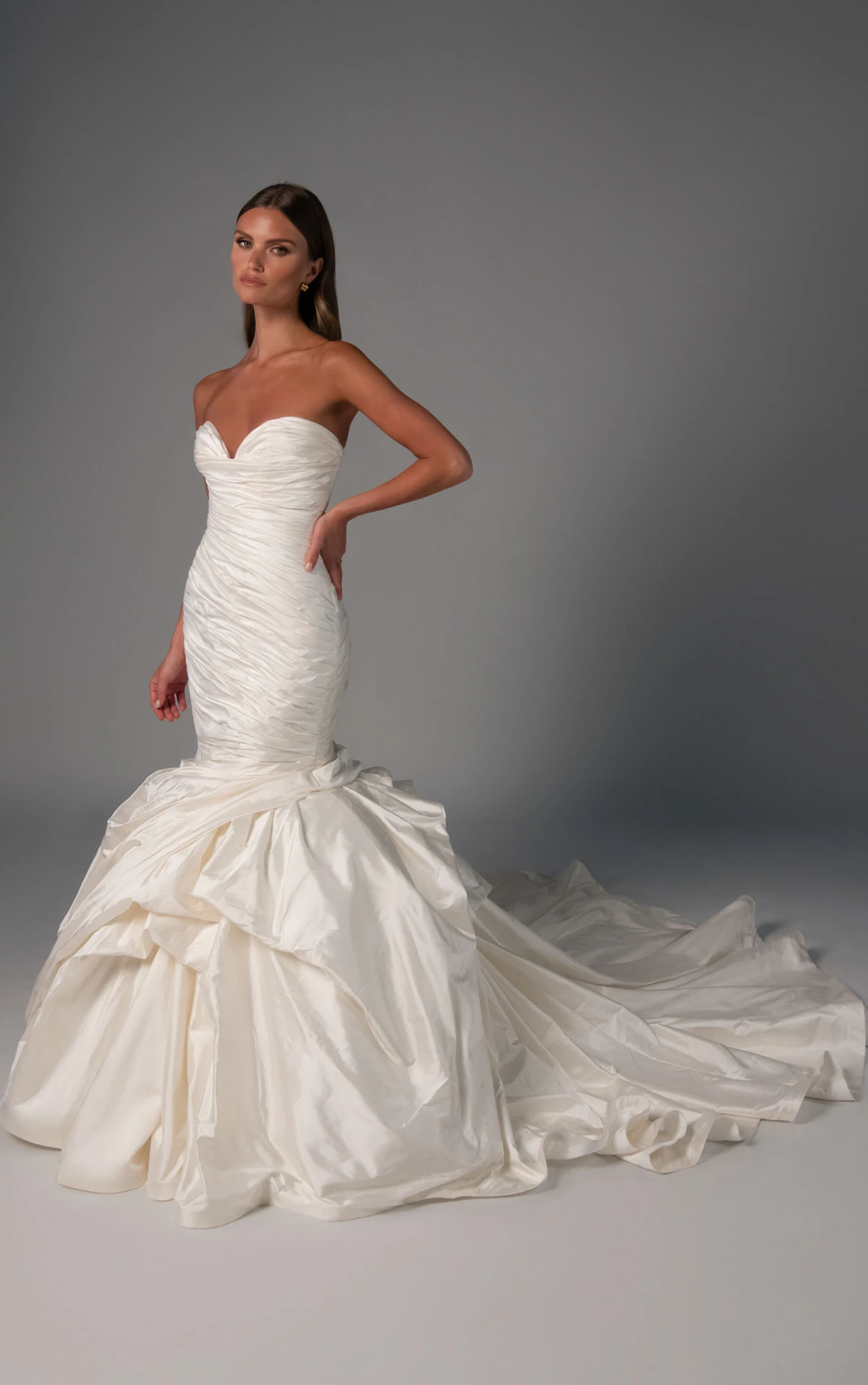 le1511 Strapless Crushed Silk Bridal Gown Featuring Sculptural Draped Detailing  by Martina Liana Luxe