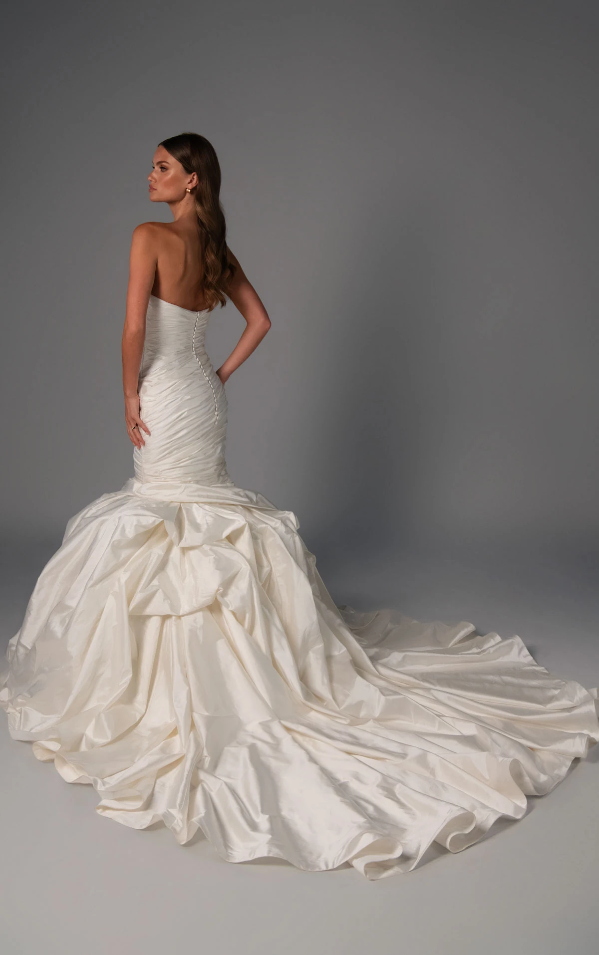 le1511 Strapless Crushed Silk Bridal Gown Featuring Sculptural Draped Detailing  by Martina Liana Luxe