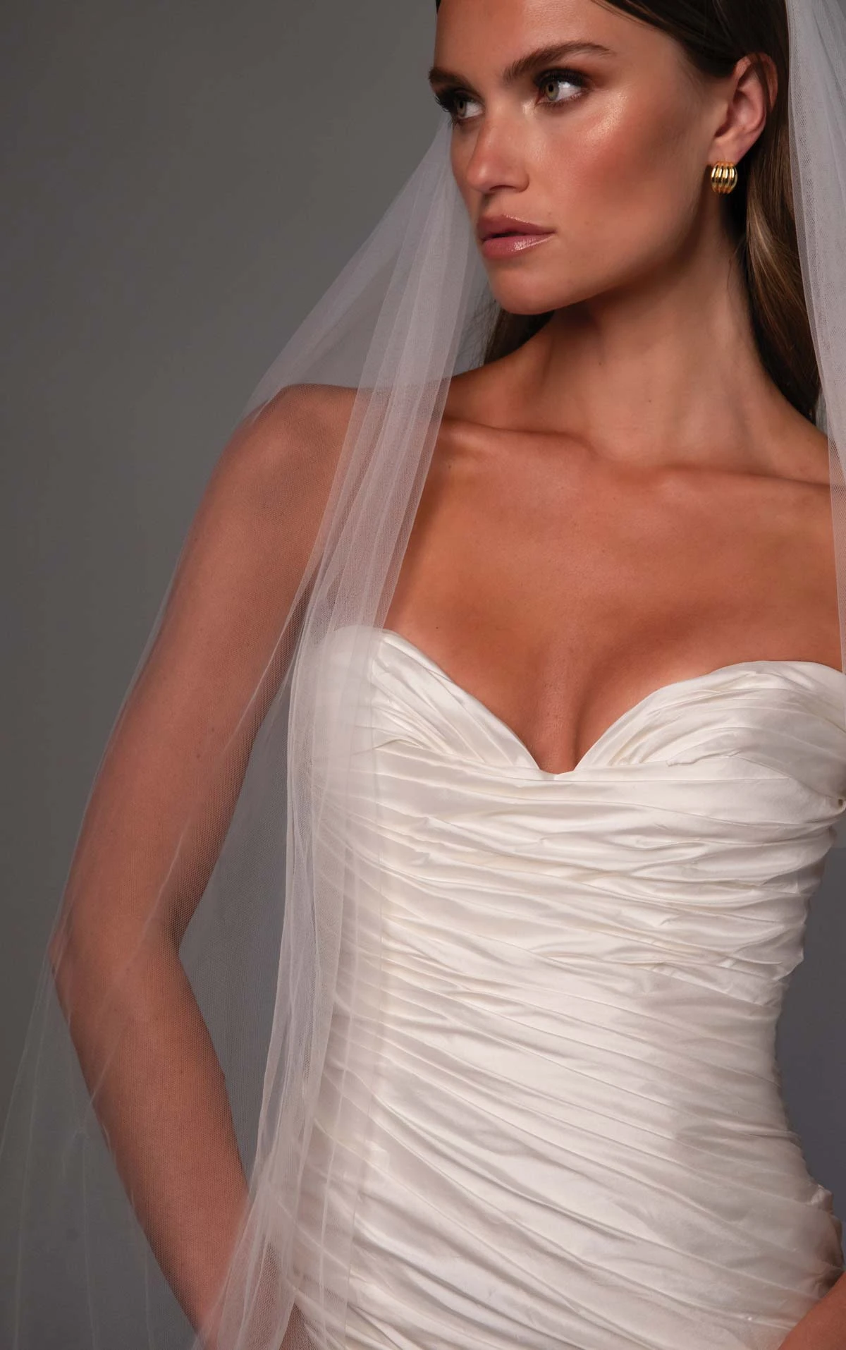 le1511 Strapless Crushed Silk Bridal Gown Featuring Sculptural Draped Detailing  by Martina Liana Luxe