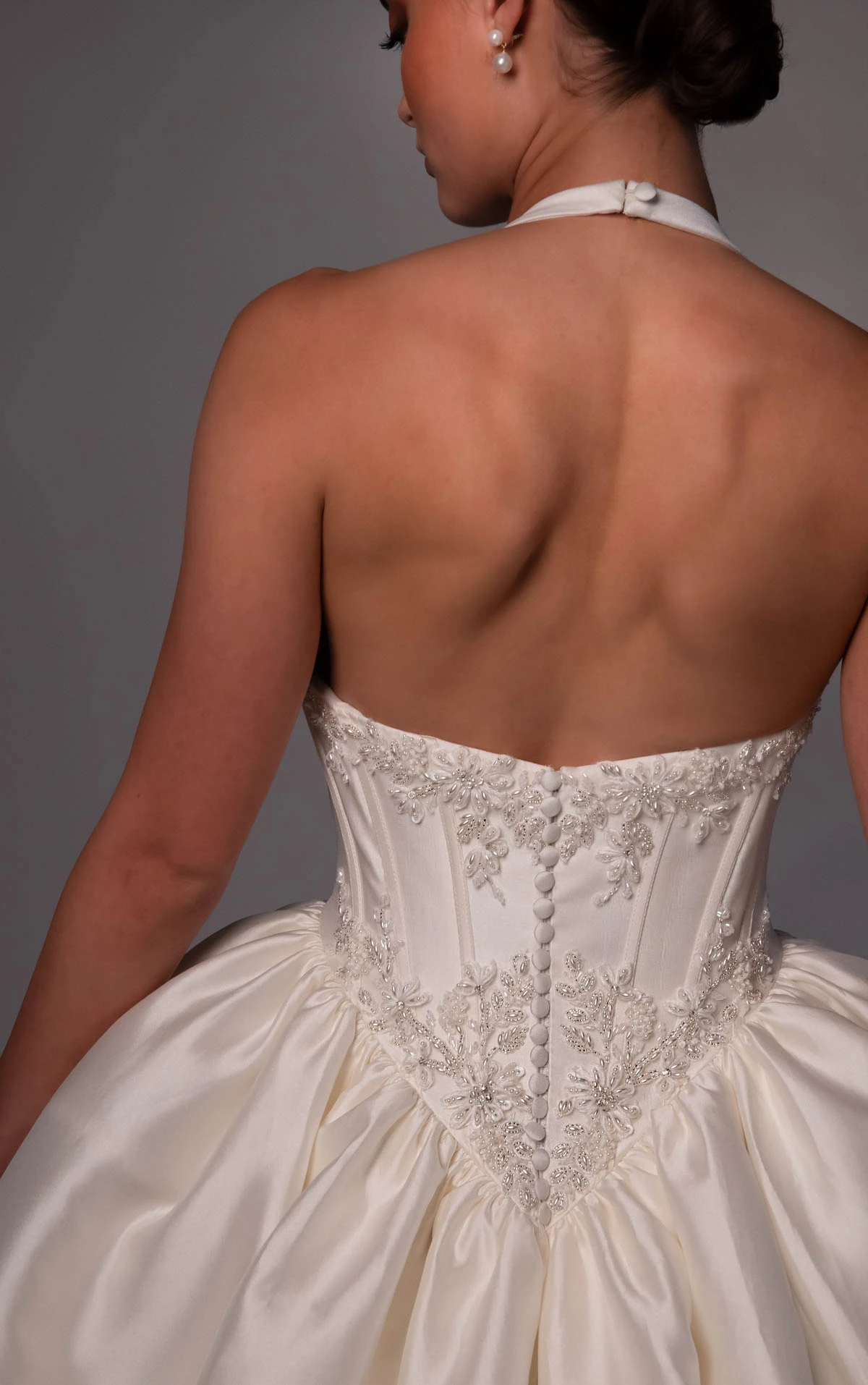 le1514 Zibeline Ballgown Wedding Gown Featuring a Halter Neckline and Embellished Basque Waist  by Martina Liana Luxe