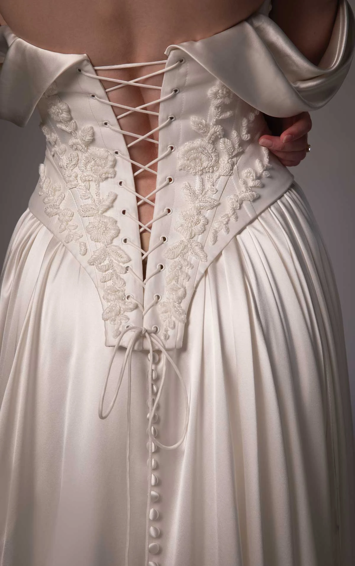 le1515 Off-the-Shoulder Silk Ballgown Wedding Dress with a Faux Two-Piece Silhouette  by Martina Liana Luxe