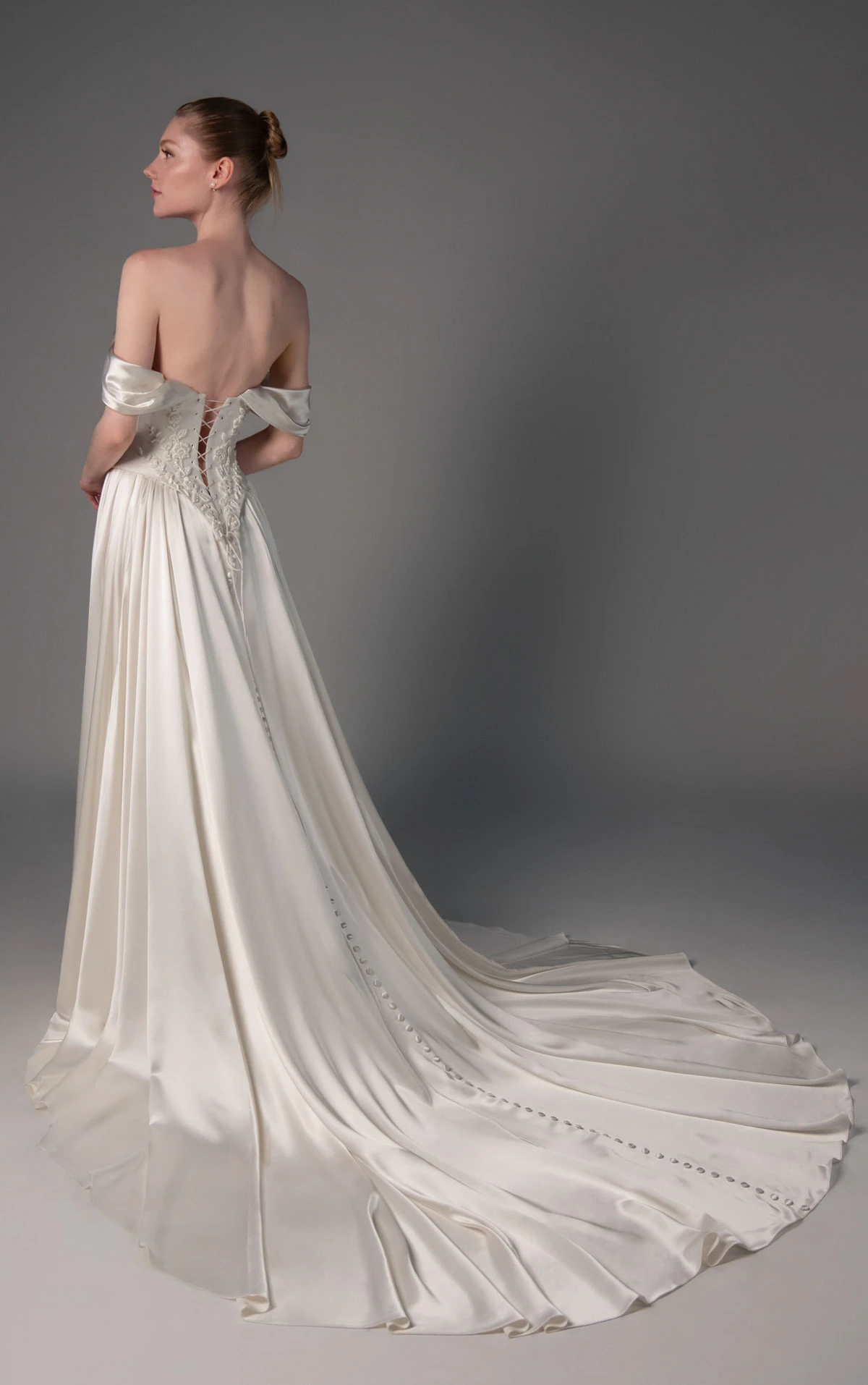 le1515 Off-the-Shoulder Silk Ballgown Wedding Dress with a Faux Two-Piece Silhouette  by Martina Liana Luxe